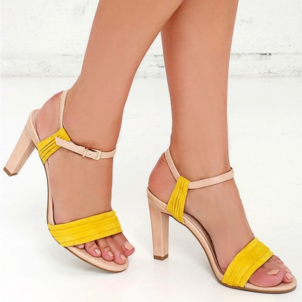 Seychelles Prime Yellow and Nude Leather Heels NWOT - Picture 2 of 10